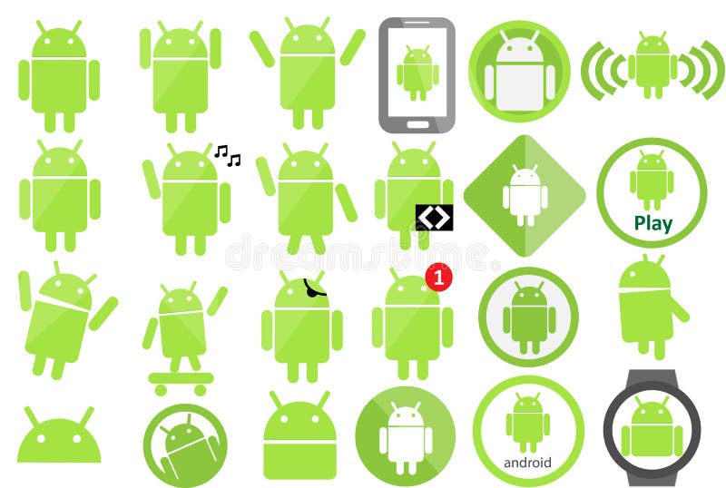 Coleção do ícone de Android ilustração stock Coleção do ícone de Android ilustração stock