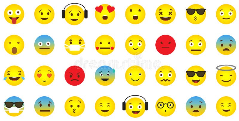 Coleção do ícone de Emoji com as caras emocionais diferentes ilustração royalty free Coleção do ícone de Emoji com as caras emocionais diferentes ilustração royalty free