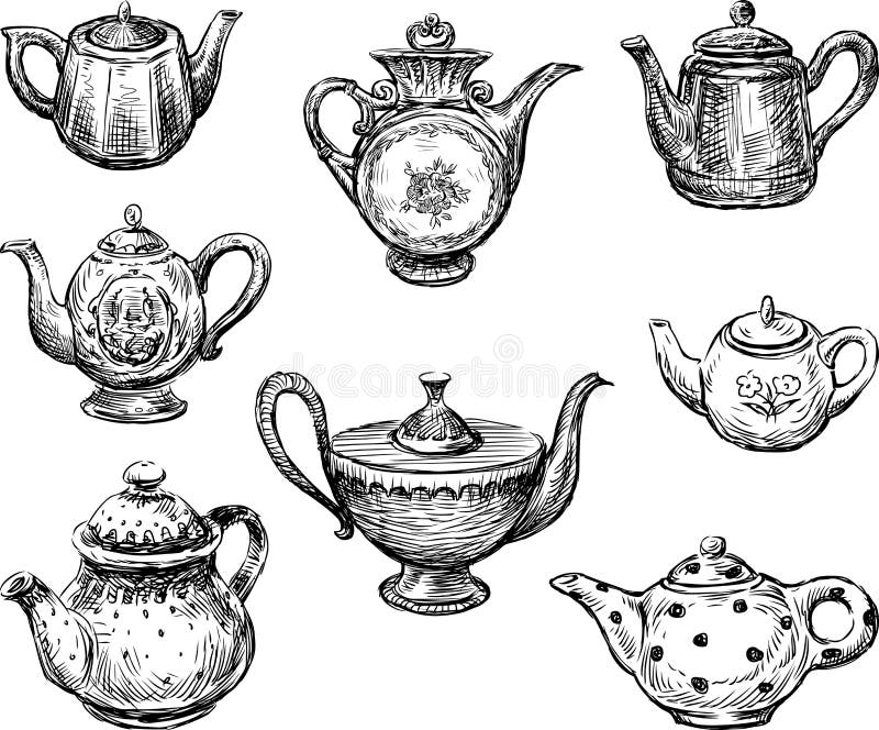 Coleção dos bules ilustração royalty free Coleção dos bules ilustração royalty free
