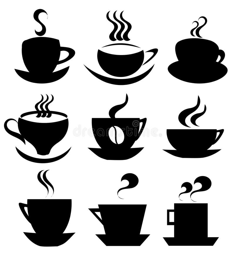 Coleção de ícones de chávena de café ilustração stock