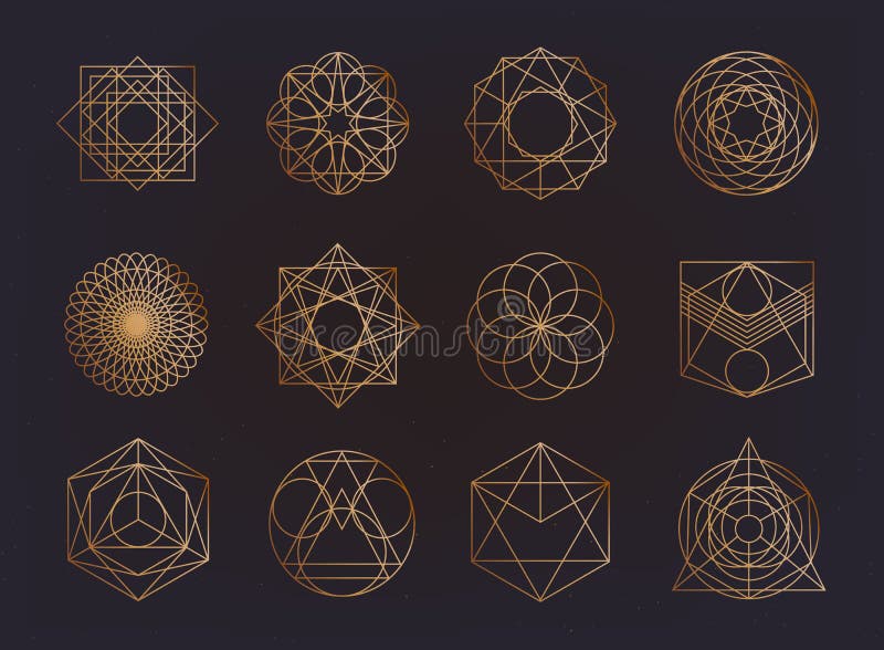 Coleção sagrado dos símbolos da geometria moderno, sumário, a alquimia, espiritual, grupo de elementos místico ilustração royalty free Coleção sagrado dos símbolos da geometria moderno, sumário, a alquimia, espiritual, grupo de elementos místico ilustração royalty free