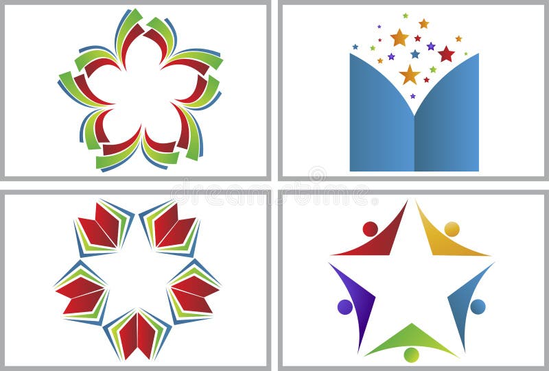 Coleções do logotipo da estrela do livro ilustração stock Coleções do logotipo da estrela do livro ilustração stock