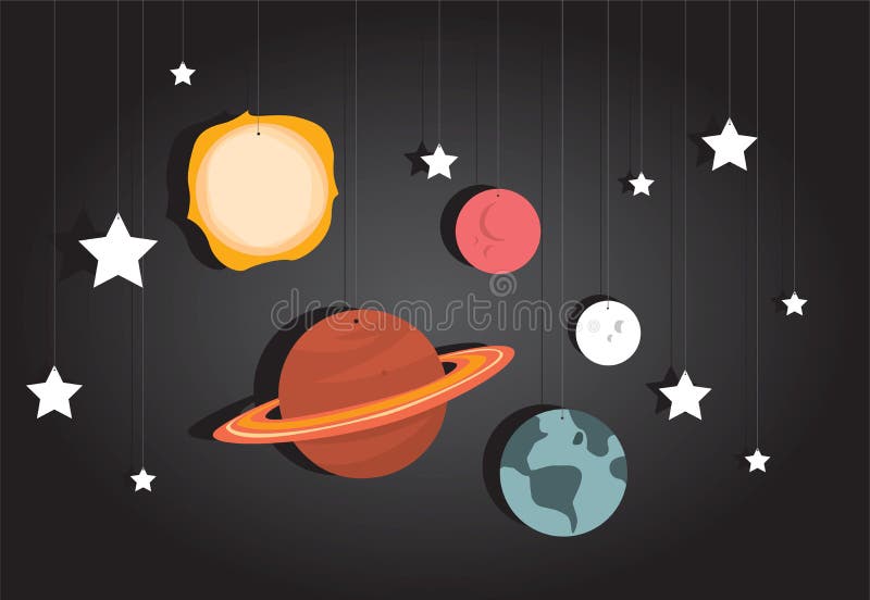 Colgante Lindo De Los Planetas Y Las Estrellas De La Cartulina Ilustración del Vector Ilustración de cadena: 137222132