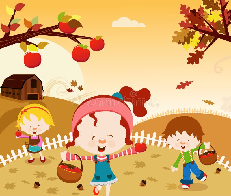 Children have fun in autumn season. Children have fun in autumn season.