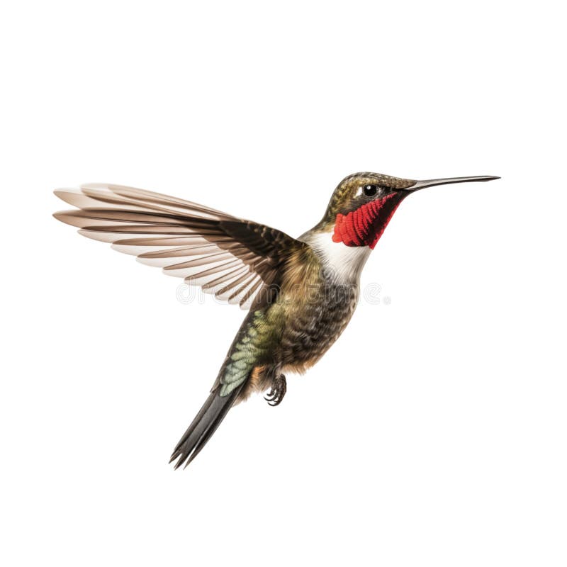Colibrì rubytroato isolato su fondo bianco illustrazione vettoriale