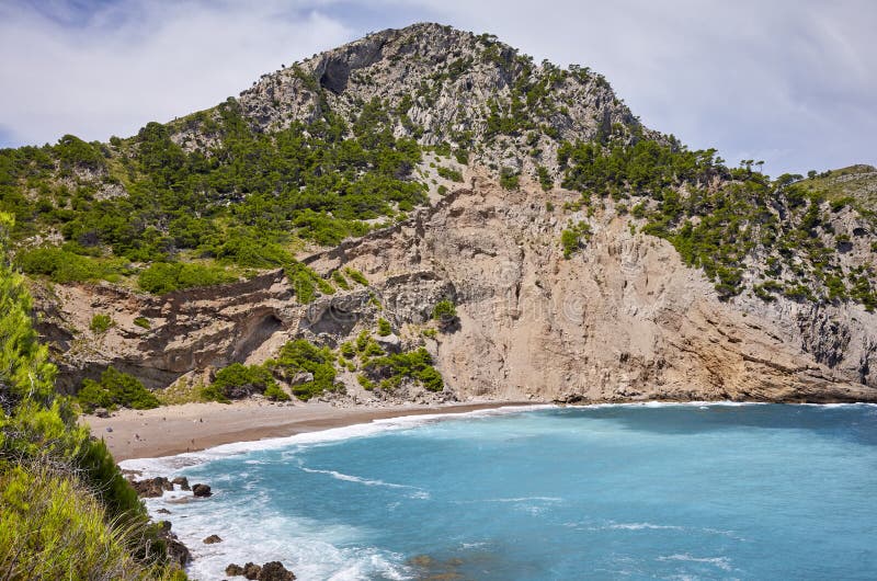 Coll Baix-strand op Mallorca, Spanje royalty-vrije stock afbeeldingen Coll Baix-strand op Mallorca, Spanje royalty-vrije stock afbeeldingen