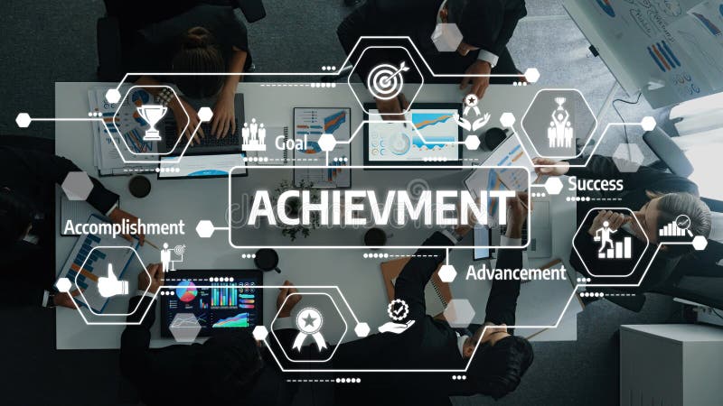 Collaborative Achievements and Successes in Business: Visualizing Goals and Accomplishments Through Teamwork and stock illustration