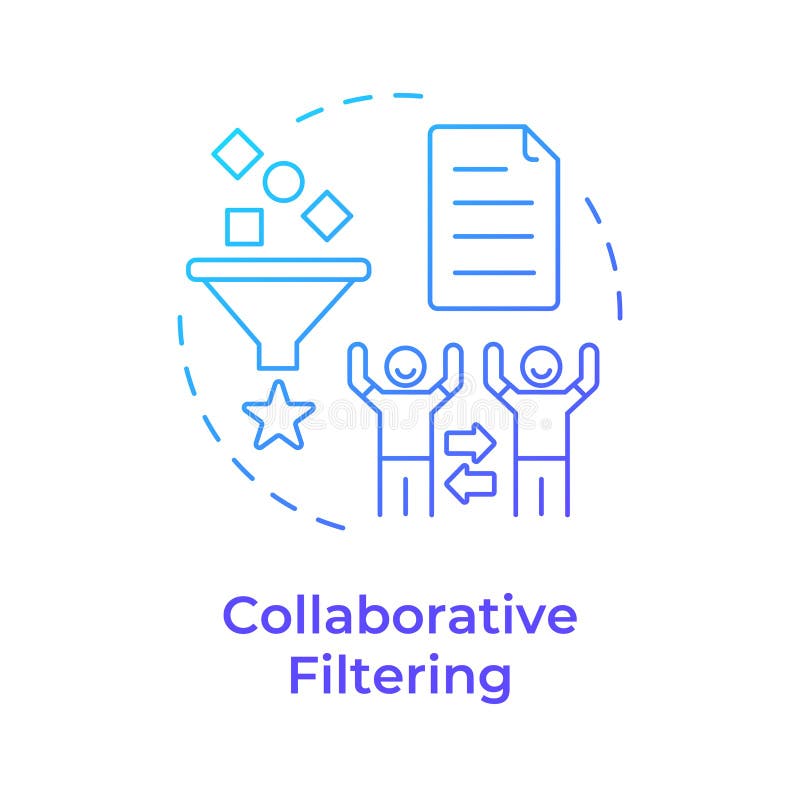 Collaborative filtering blue gradient concept icon vector illustration