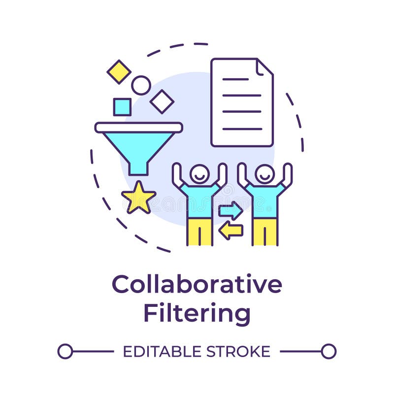 Collaborative filtering multi color concept icon stock illustration