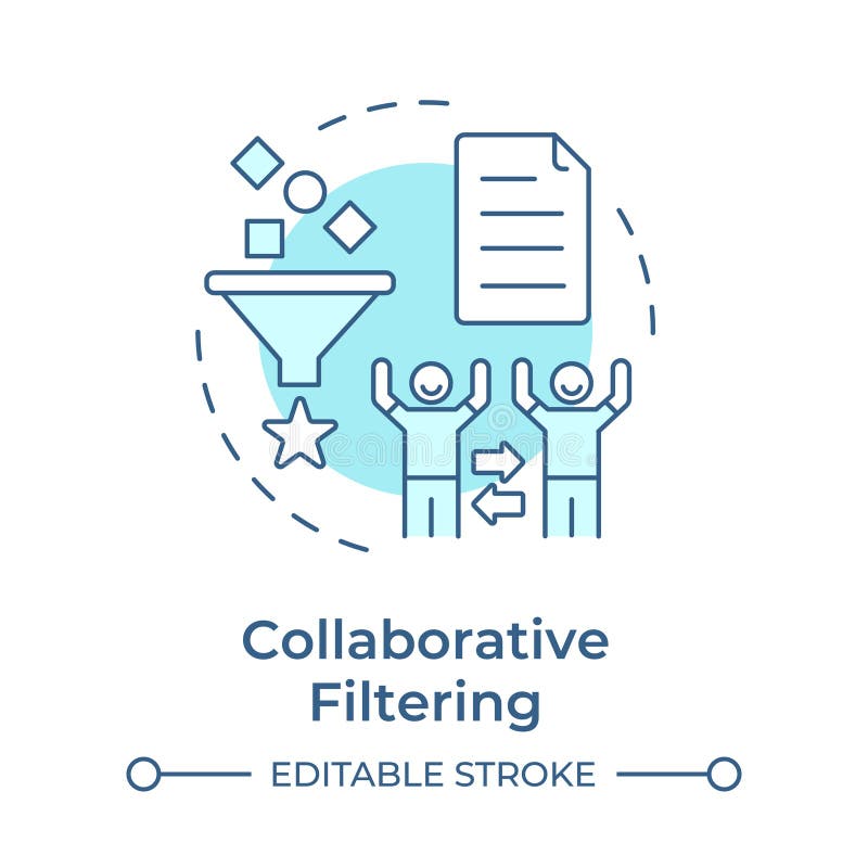 Collaborative filtering soft blue concept icon royalty free illustration