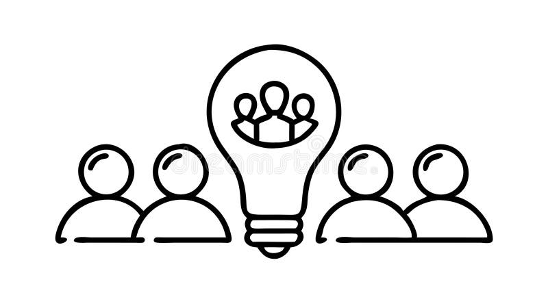Collaborative Idea Group Lightbulb Icon, for Teamwork and Synergy, vector design Generative AI vector illustration
