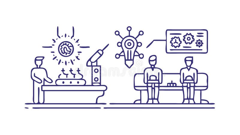 Collaborative Innovation Lab, Scientific Research and Team Brainstorming, vector design Generative AI royalty free illustration