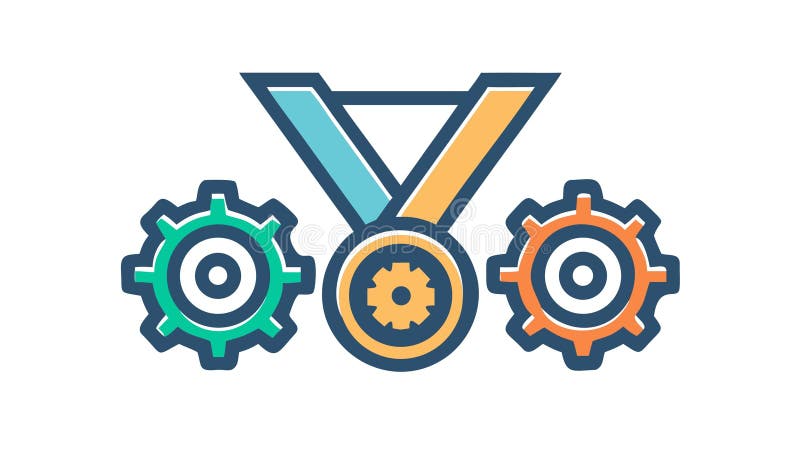 Collaborative Innovation Medal Icon, Teamwork Progress Award, vector design Generative AI royalty free illustration