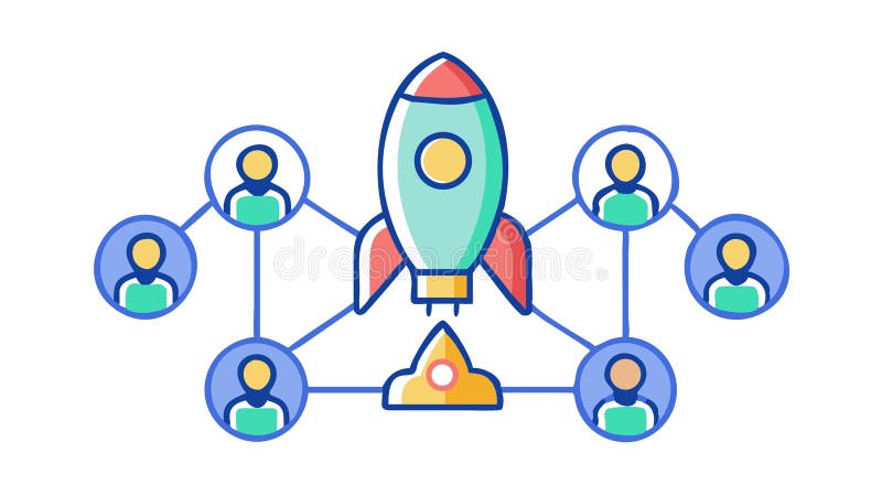 Collaborative Innovation and Startup Launch Network Vector, vector design Generative AI royalty free illustration