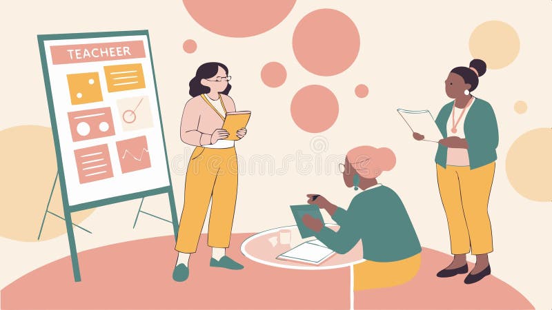 Collaborative team presenting ideas, teamwork business meeting vector design Generative AI vector illustration