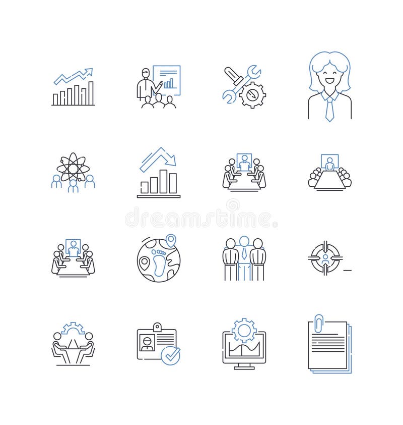 Collaborative workspace outline icons collection. Co-working, Collaboration, Shared, Flexibility, Nerking, Open