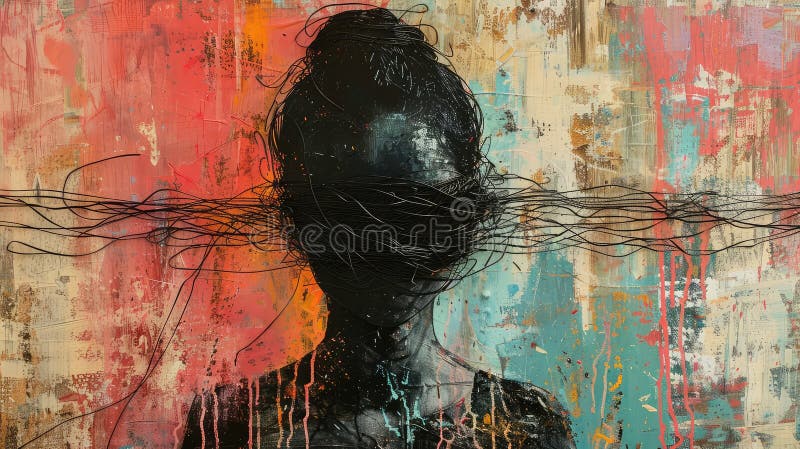 Collage abstracto : desorden de cadena y figura sin rostro foto de archivo libre de regalías