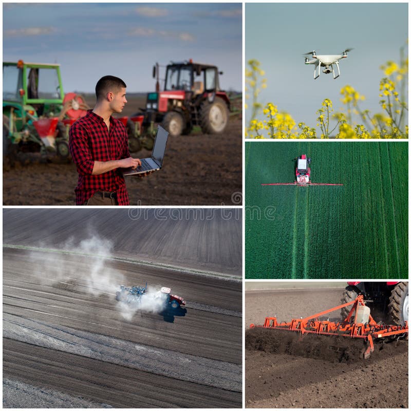 Collage of agricultural works shoot from drone royalty free stock images Collage of agricultural works shoot from drone royalty free stock images
