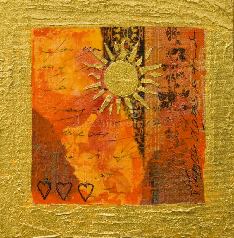 Collage artwork with sun