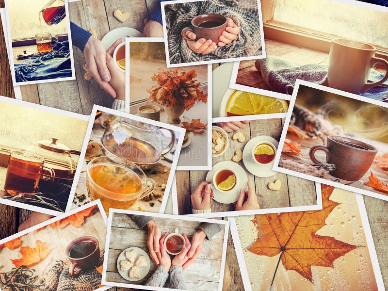 Collage autumn. Selective focus. stock image