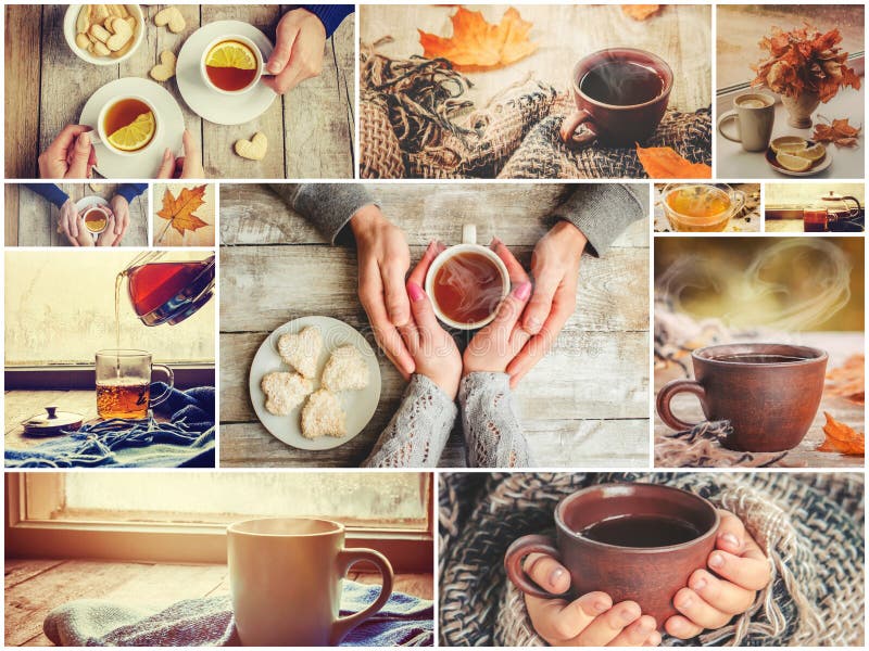 Collage autumn. Selective focus. stock image