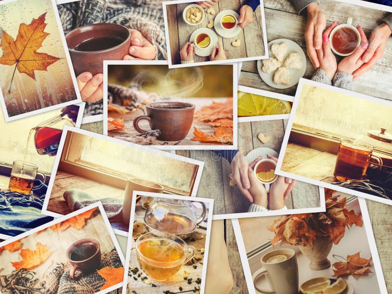 Collage autumn. Selective focus. stock photo