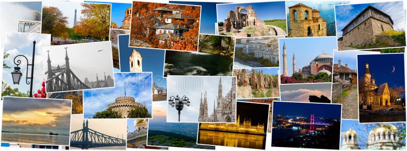 Collage av loppfoto, olika länder arkivfoton Collage av loppfoto, olika länder arkivfoton