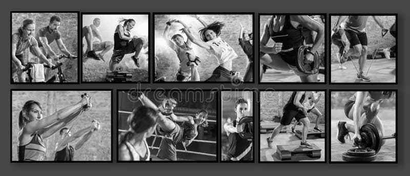 Collage av sportfoto med folk arkivbilder Collage av sportfoto med folk arkivbilder