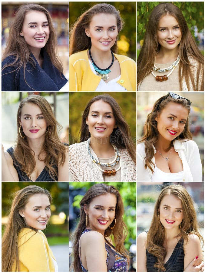 Collage of beautiful young women