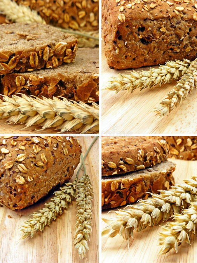 Collage of brown bread & wheat