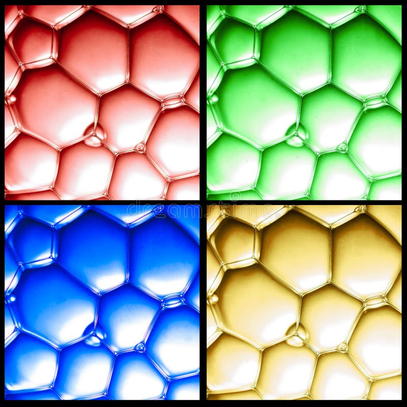 Collage of closeup view on color bubbles royalty free stock images Collage of closeup view on color bubbles royalty free stock images