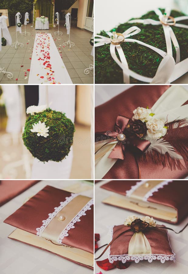 Collage collection of wedding details from royalty free stock image