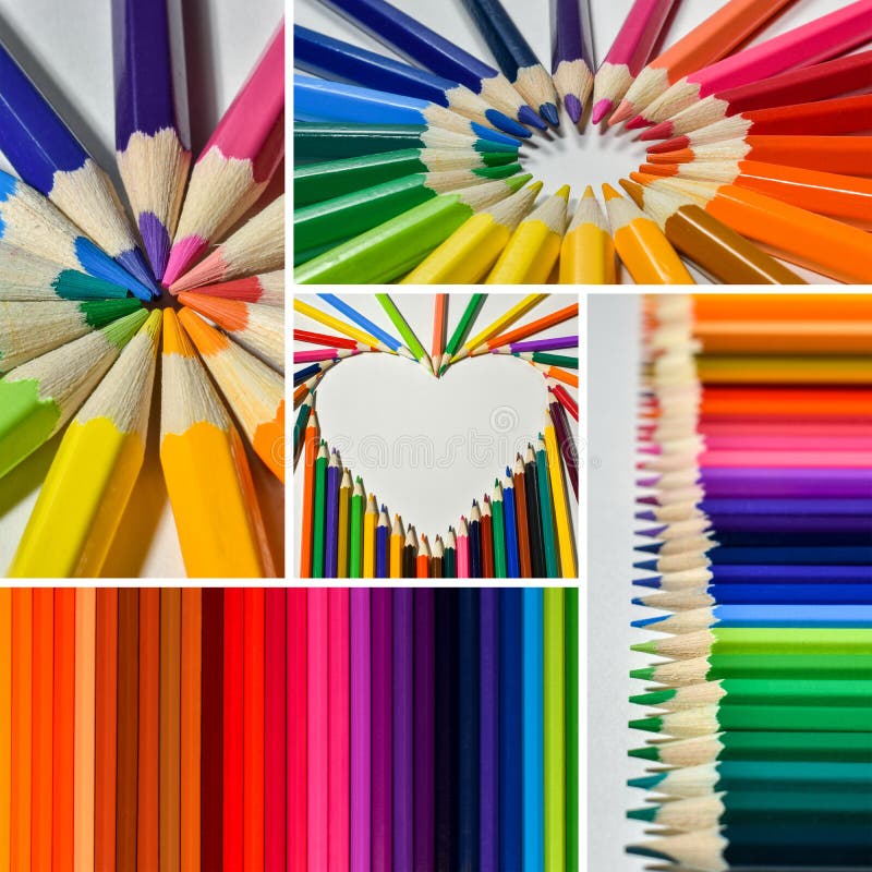 Color pencils collage stock photo. Image of palette, collection 22702824