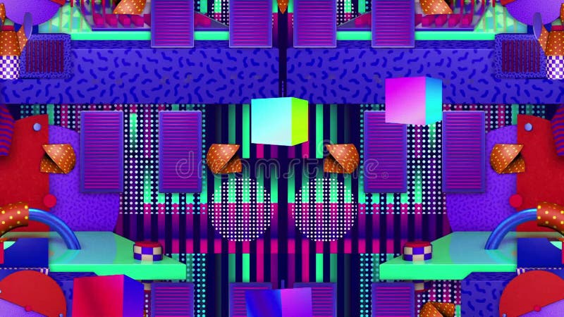 Collage 3D géométrique et de motif rétro futuriste illustration de vecteur