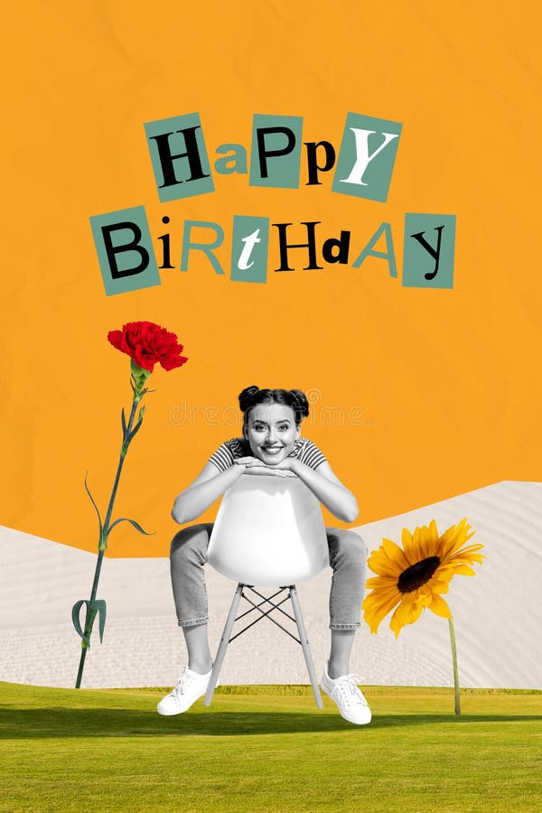 Collage de alegre persona sorprendida con brillantes antecedentes y festividades de fiesta de cumpleaños cartas regalos flores foto de archivo libre de regalías