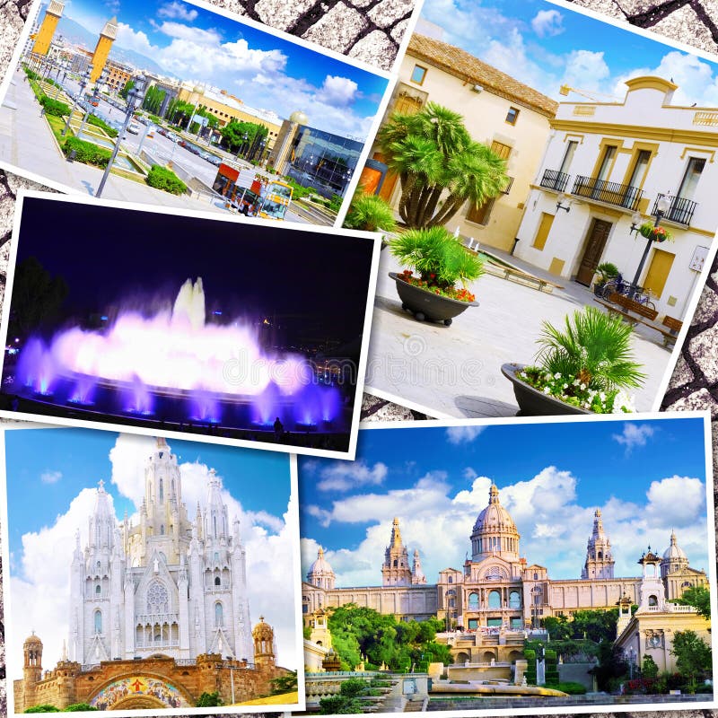 Collage de una hermosa Barcelona imagen de archivo libre de regalías