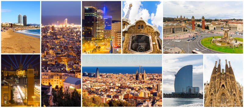 Collage de Barcelona hermosa cataluña españa fotografía de archivo libre de regalías
