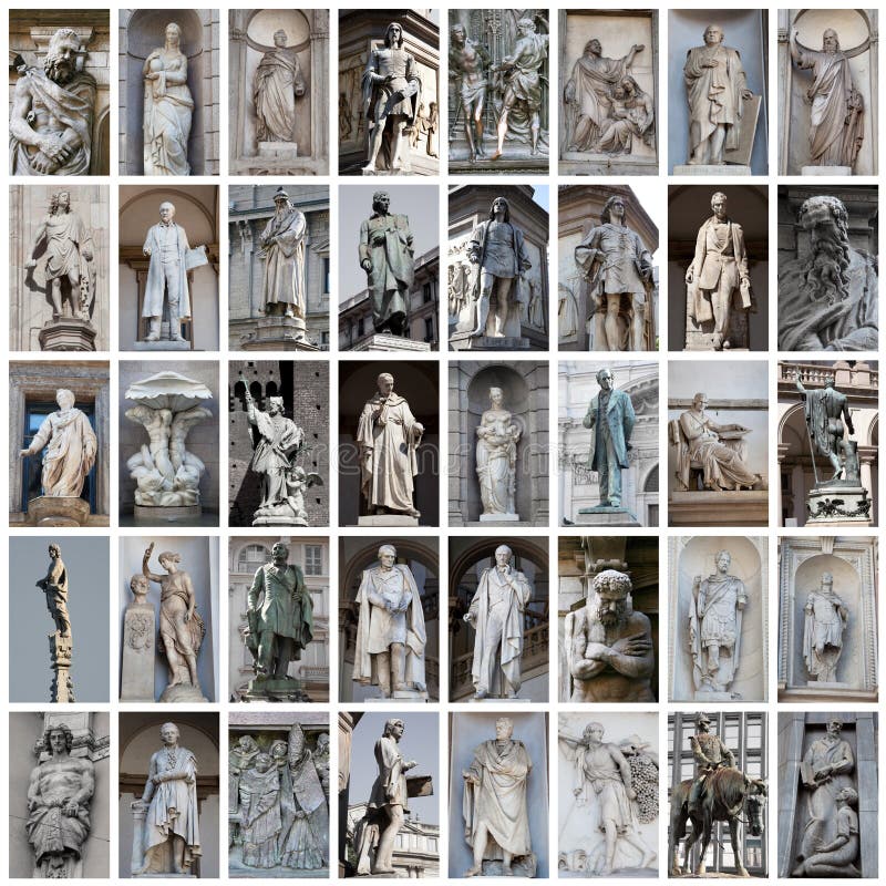 Collage de estatuas históricas imagen de archivo Collage de estatuas históricas imagen de archivo