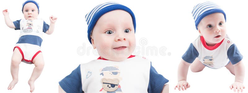 Collage de garçon d'enfant d'isolement sur le blanc photographie stock Collage de garçon d'enfant d'isolement sur le blanc photographie stock