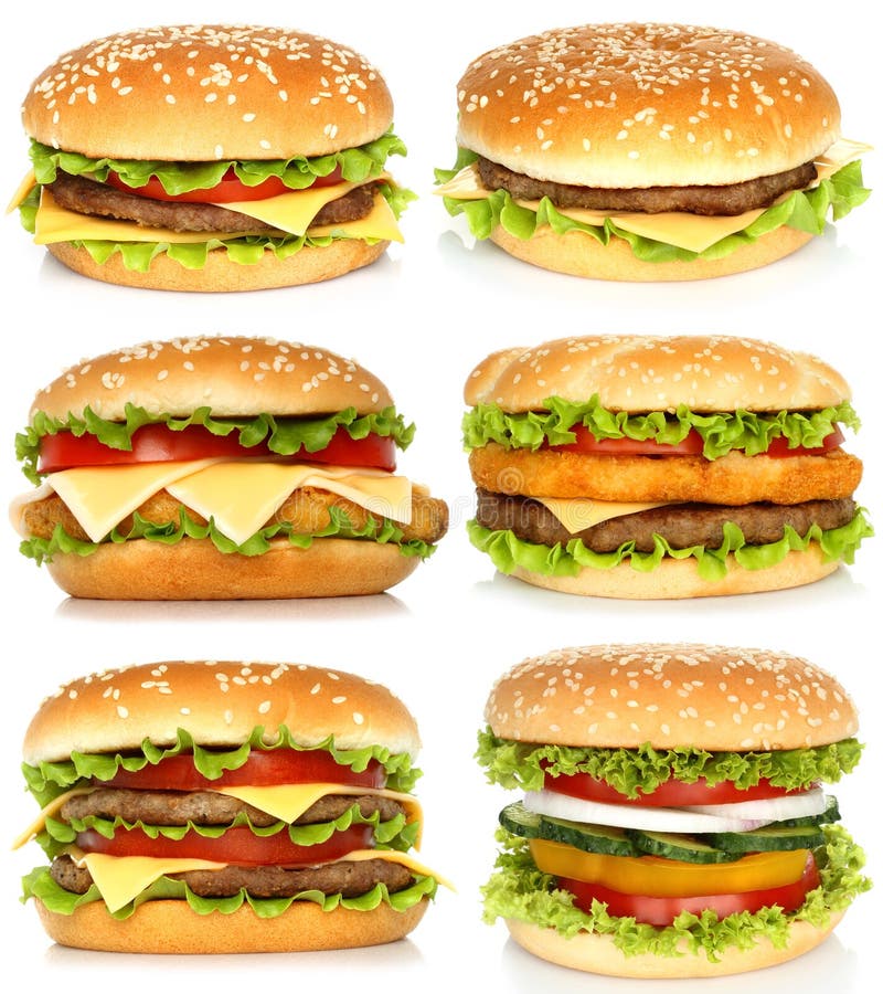 Collage de hamburguesas grandes imagen de archivo libre de regalías Collage de hamburguesas grandes imagen de archivo libre de regalías