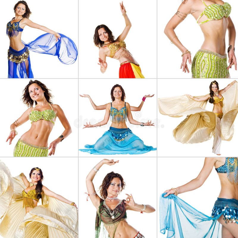 Collage de imágenes con la muchacha joven del bailarín de vientre imagen de archivo Collage de imágenes con la muchacha joven del bailarín de vientre imagen de archivo