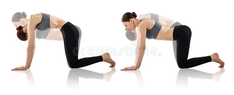 Collage de la mujer que hace ejercicio de la yoga fotos de archivo Collage de la mujer que hace ejercicio de la yoga fotos de archivo