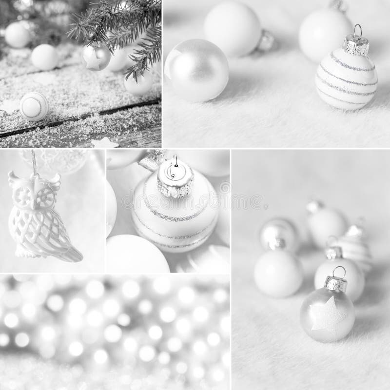 Collage de Noël blanc avec la décoration de Noël photos stock Collage de Noël blanc avec la décoration de Noël photos stock