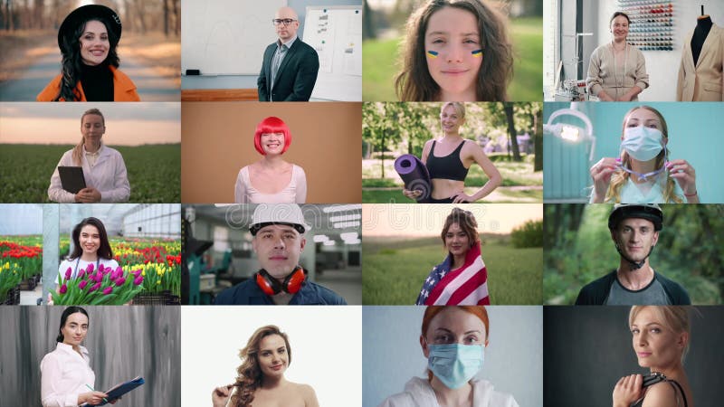 Collage de personnes diverses. banque de vidéos