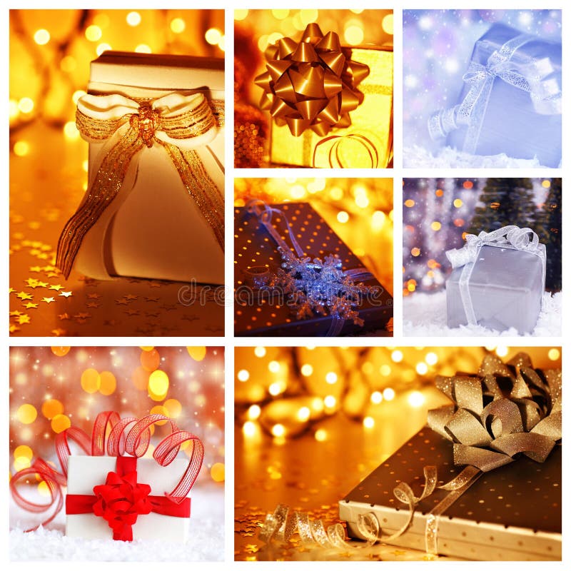 Collage del concepto del regalo de la Navidad imagen de archivo Collage del concepto del regalo de la Navidad imagen de archivo