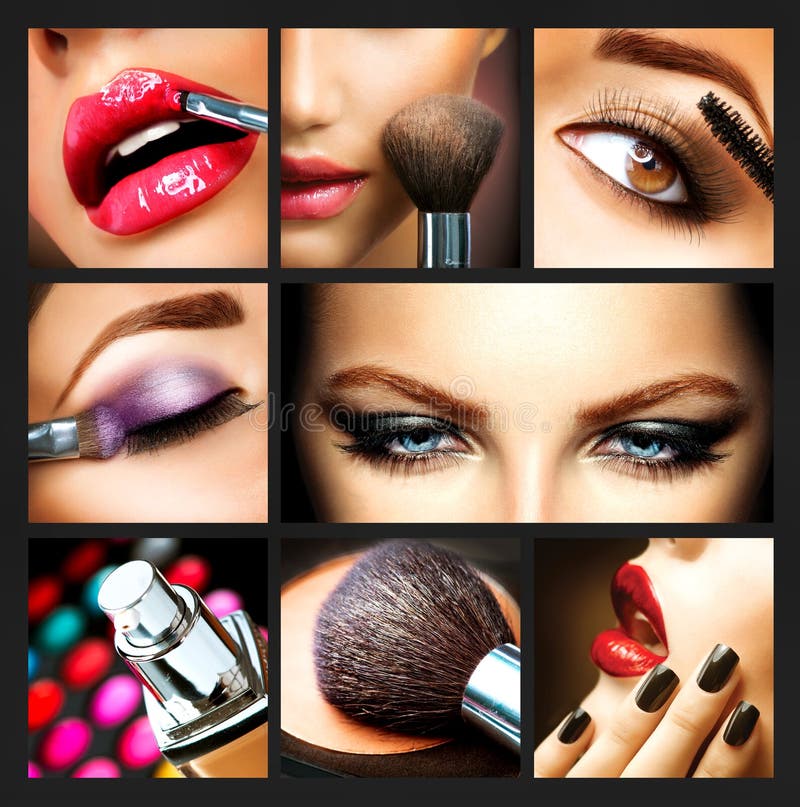 Collage del maquillaje imagenes de archivo