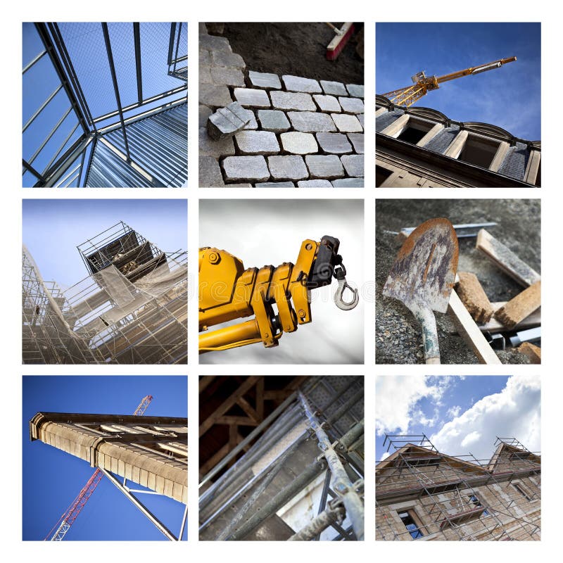Collage della costruzione fotografie stock Collage della costruzione fotografie stock
