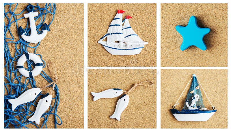 Collage della decorazione del mare di estate fotografia stock Collage della decorazione del mare di estate fotografia stock