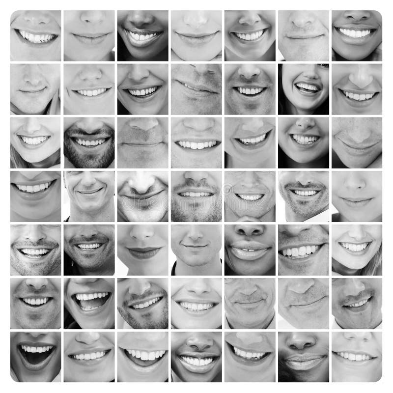 Collage Della Gente Che Sorride In Bianco E Nero Immagine Stock Immagine Di Sorriso Orale