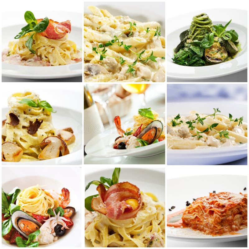 Collage della pasta immagini stock Collage della pasta immagini stock